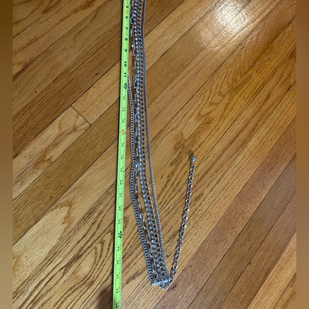 Silver Multi-Chain Statement Belt with Rhinestone… - image 3